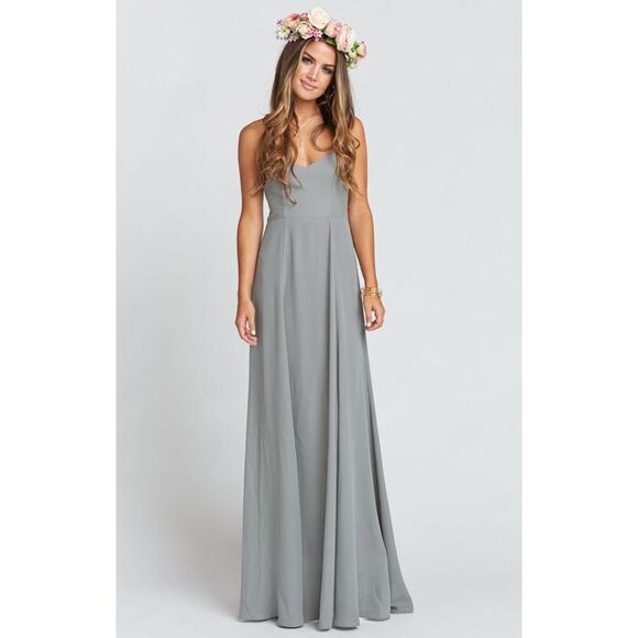 Show Me Your Mumu Godshaw Goddess Gown in Soft Charcoal Crisp XL NWT